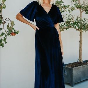Meghan Velvet Wrap Maxi Dress - Navy